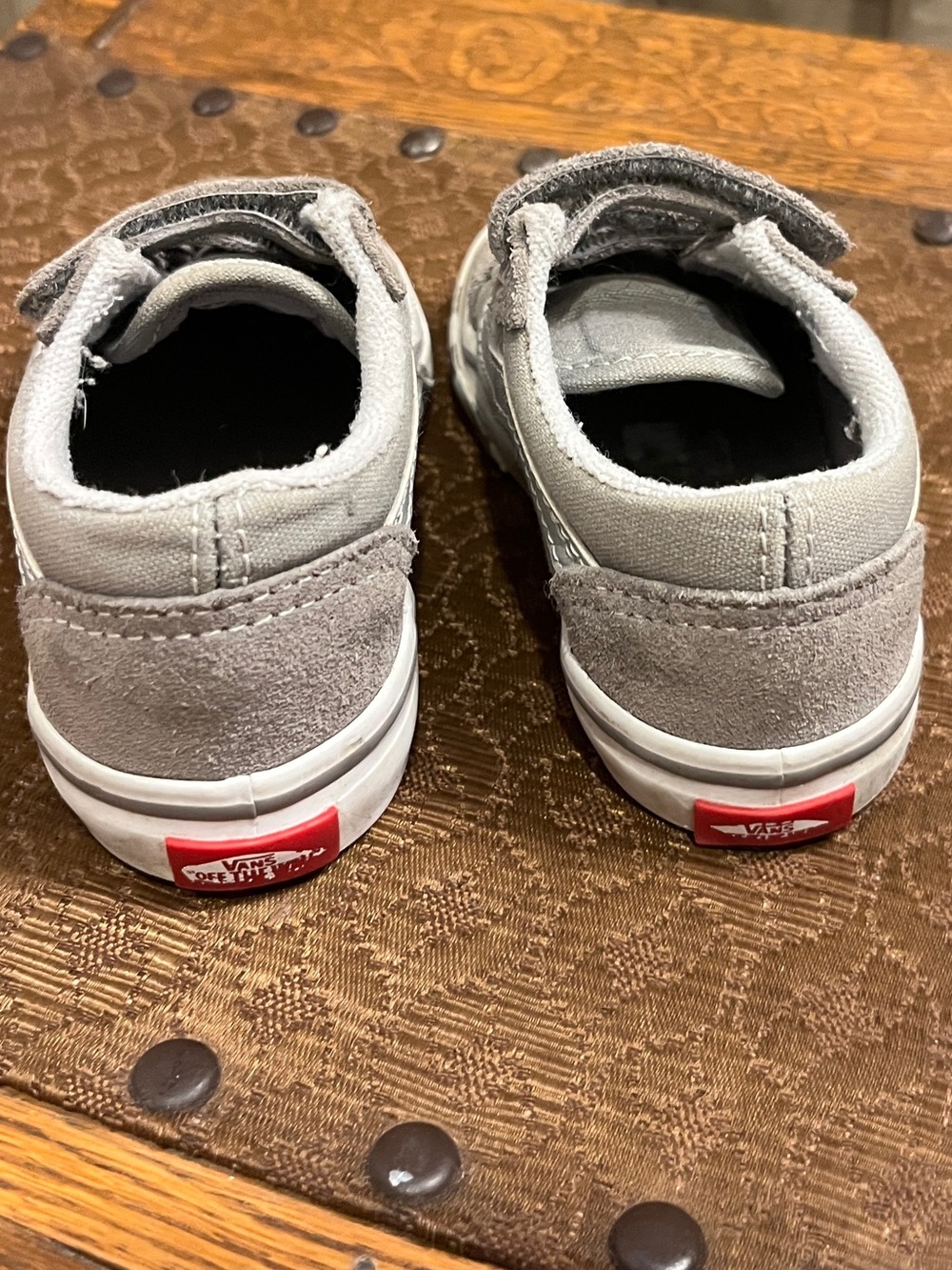 Toddler VANS Grey Old Skool School Size Toddler 7 Velcro - Picture 5 of 7